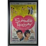 A framed movie advertising poster; Summer Holiday, Cliff Richard.