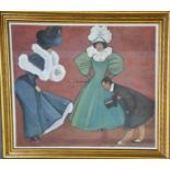 Manner of Lautrec, Belle Epoch style figural scene, gouache on paper, unsigned, 47 by 54cm.