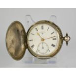 A 19th century full hunter silver pocket watch, by Rotherhams, Roman numeral dial, subsidiary