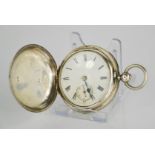 A 19th century silver full hunter pocket watch, Roman numeral dial, subsidiary seconds with