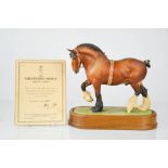 A Royal Worcester Shire Stallion modelled by Doris Lindner, dated 1984, with base and limited