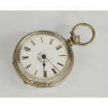 A 19th century silver ladies pocket watch, with Roman numeral dial painted with flowers, the case