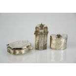 Three Dutch silver boxes, including a vesta case, the snuff box / vinaigrette decorated with