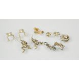 A group of silver frog jewellery, to include two pairs of silver studs in the form of frogs, a