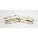 A Dutch silver snuff box, machine engraved, together with a silver vinaigrette with gilded interior,