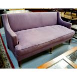 A modern purple upholstered two seater Edwardian style settee.