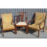 A pair of mahogany French armchairs