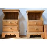 A pair of pine bedside cabinets. 67cm high x 42cm wide x 29.5cm depth