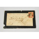 A penny red November 17th 1850, on a mourning envelope addressed to Thomas Edwards Esquire.