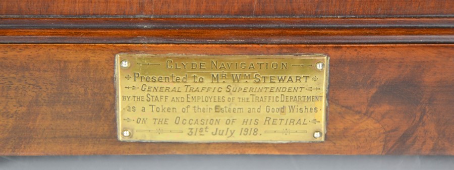 An Edwardian mahogany bracket clock, circa 1918 with a brass carrying handle and brass plaque to the - Image 2 of 2