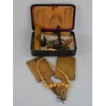 A 19th century Ivory bead necklace together with a quantity of costume jewellery and treen box -