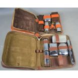 Two vintage cased men's grooming / shaving kits , one Bakelite example