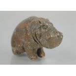A Vintage Chinese handcarved natural jade hippo netsuke - 4cm