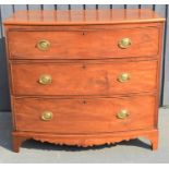 A 19th century Victorian mahogany bow front chest of drawers, with two short over three long