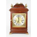 A Georgian style mahogany bracket clock, with Westminster chimes, 46cm high.