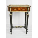 A 19th century Louis XVI walnut and ebonised jardinere of oval form, with removable liner and