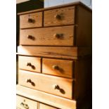 A pair of pine chests, with two over one long drawer. 51cm x 85cm x 45cm