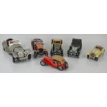 Five Franklin mint model cars to include - 1948 MGTC Roadster, 1938 Jaguar s100, 1914 Rolls
