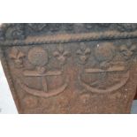 A 16th century cast iron fire back, dated 1588, Spanish Armada period, 66 by 56cm.