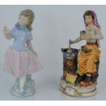 A Nao dancing girl together with a Capo de Monte figure