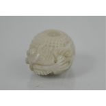 A Vintage Chinese finely carved natural white jade pendant
