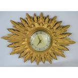 A Vintage Smiths Sectric sunburst wall clock - 67cm wide