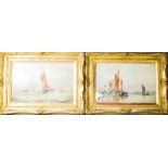 Frederick James Aldridge (19th century): Marine landscapes, watercolour on paper, both 36 by 55cm