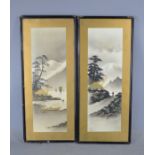 Two Chinese watercolour landscapes.