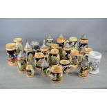 A quantity of vintage German beer steins to include some musical examples