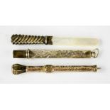 Two sterling silver Victorian propelling pencils, engraved with decoration together with a silver