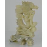 A vintage Chinese large natural white jade handcarved dragon statue 16cm