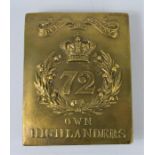 A Brass belt plate for the Duke of Albany's 72 Own Highlanders