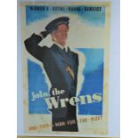 A WWII Recruitment Poster Join The Wrens - Women's Royal Naval Service 58cm x 37cm