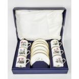 A Royal Worcester set of six coffee cans and saucers, each painted with floral groups, in original