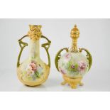 A Royal Vienna bottle vase and cover, 31cm high, together with a further Royal Vienna vase, both