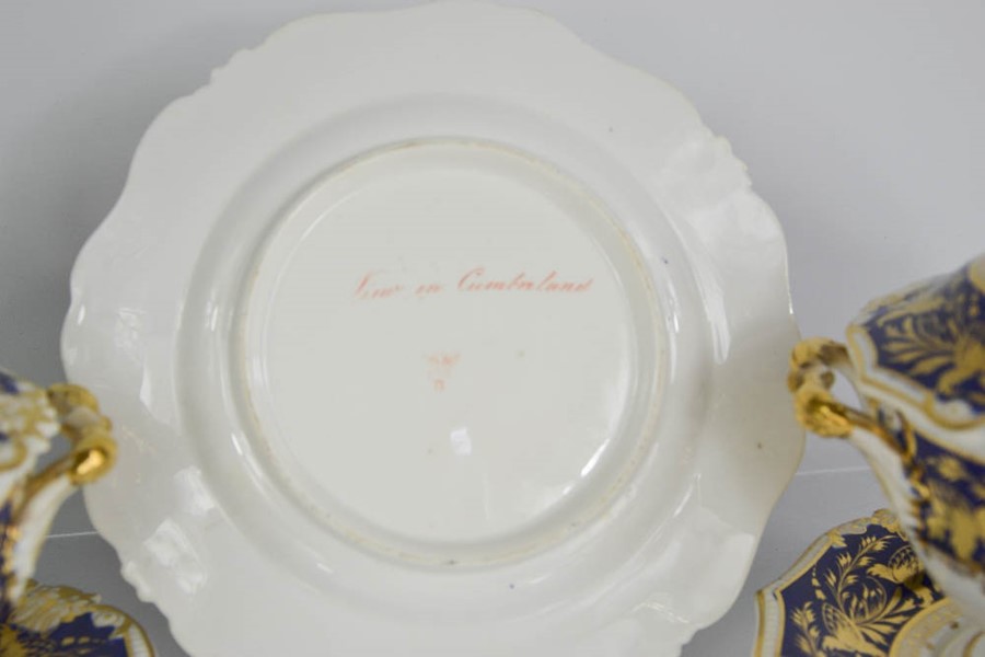 A pair of Bloor Derby tureens and stands, together with a matching plate, circa 1830, each hand - Image 5 of 8