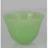 Vintage Chinese natural green jade hand-carved tea bowl - 5cm