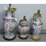 Three Chinese lamp bases various sizes - 48cm - 38cm