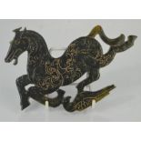 Vintage Chinese natural Hetian jade hand-carved horse statue / plaque 15cm x 12cm