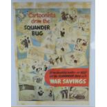 A framed WWII war savings poster `Cartoonists Draw the Squander Bug`` 58 x 41cm