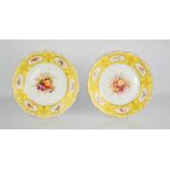 A pair of Royal Worcester plates, hand painted with fruit groups, both signed, one by Hale.