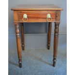 A small mahogany single drawer side table