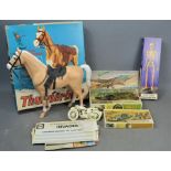 A group of vintage boxed Air-fix models together with a boxed thunderbolt horse by Marx