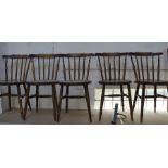 A set of five elm kitchen / pub chairs