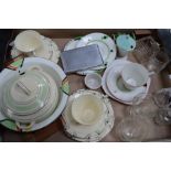 A quantity of mixed items to include cups, saucers, cigarette case , Royal Doulton glass etc