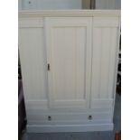 A Large painted pine wardrobe with single drawer - 207cm high x 152cm wide x 54cm depth