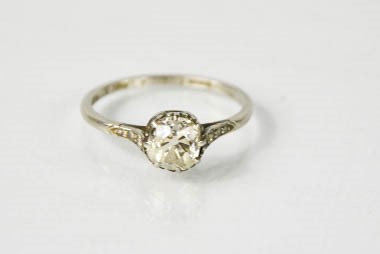 A diamond solitaire ring, inscribed on the inside KC-JHS 23.4.42, the diamond approximately 1.5cts. - Image 2 of 2