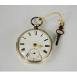 A silver 19th century pocket watch with subsidiary seconds dial, London 1875.
