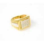 A 9ct gold and diamond gentleman's ring, 8g.