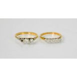 An 18ct gold and diamond ring, and a further gold and diamond ring.